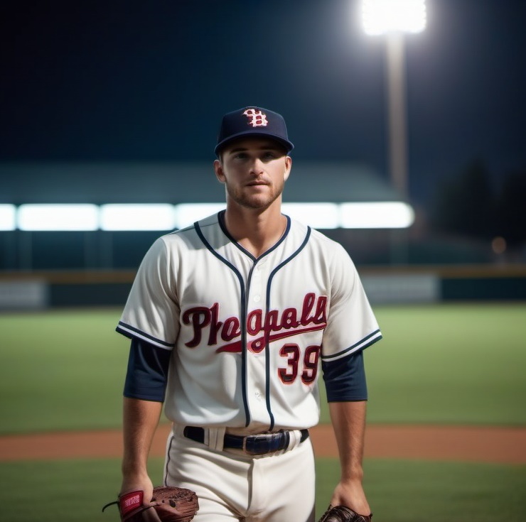 Ein Baseballspieler auf einem Spielfeld