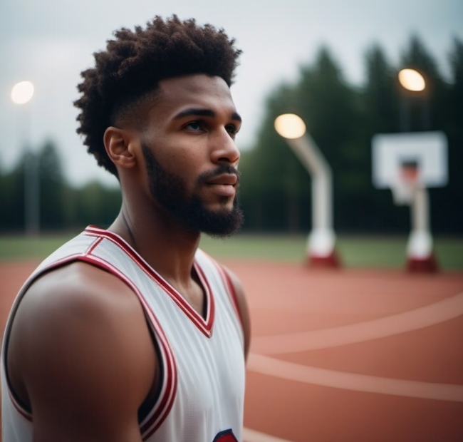Ein Basketballspieler auf einem Spielfeld