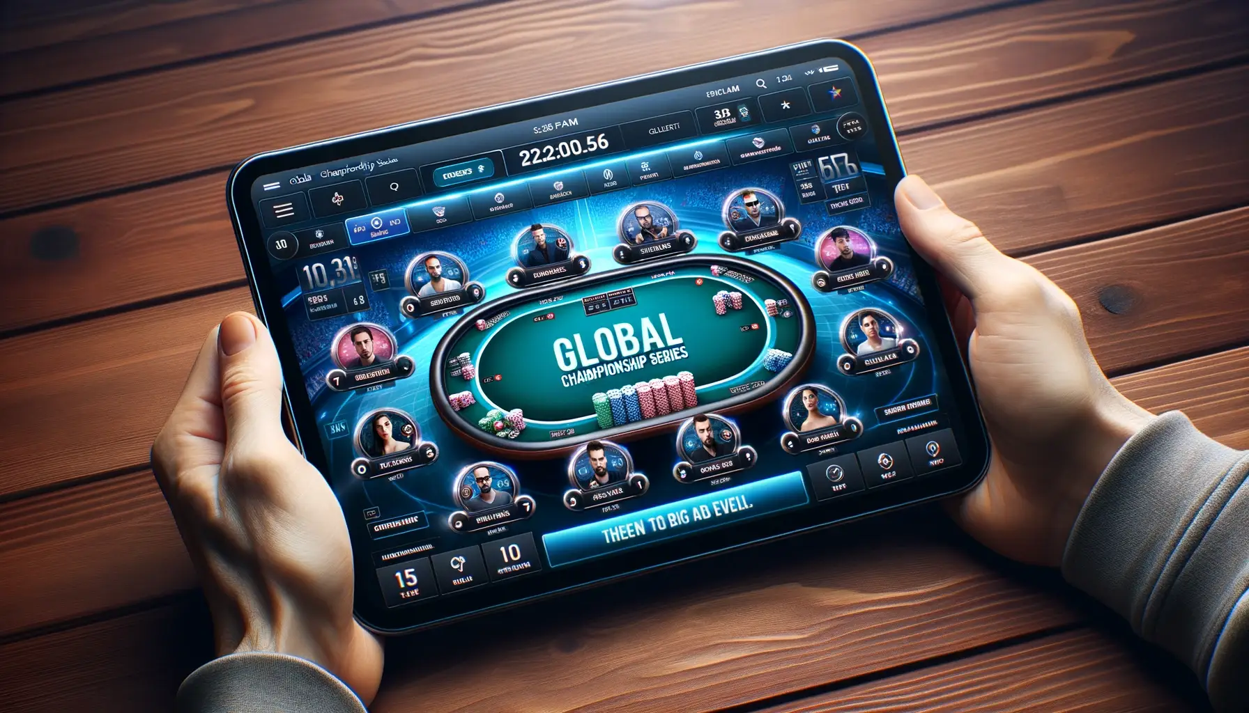 Pokertisch bei einem internationalen Turnier