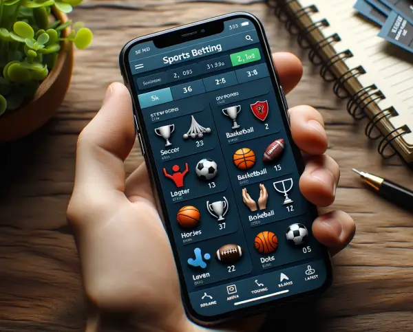 Eine Hand hält ein Smartphone mit einer Sportwetten-Website darauf angezeigt